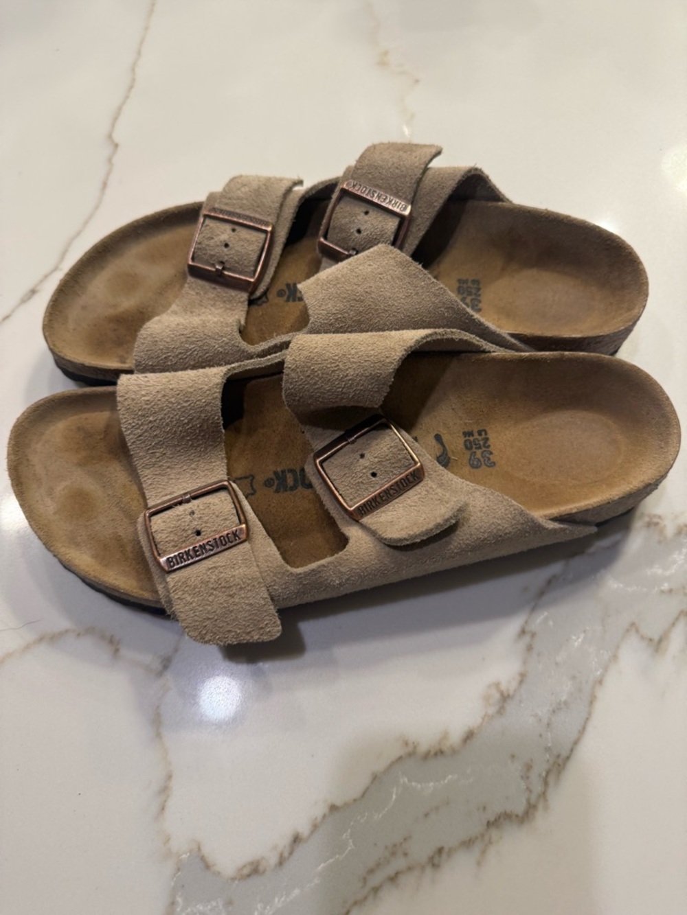 Birkenstock Suede Double-Buckle Sandals - Taupe Suede Narrow - Picture 3 of 5